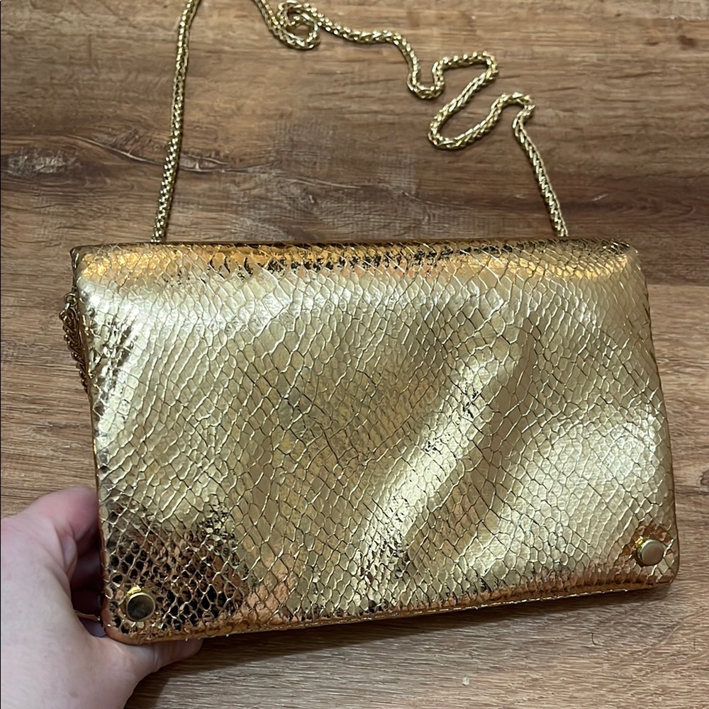 Street Level Gold Chain Crossbody Double Zipper Bag